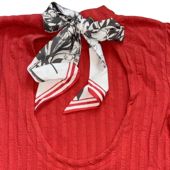 Free People 'Party In The Back' Long Sleeve Textured Blouse-Canyon Red-Size Larg - Picture 5 of 7